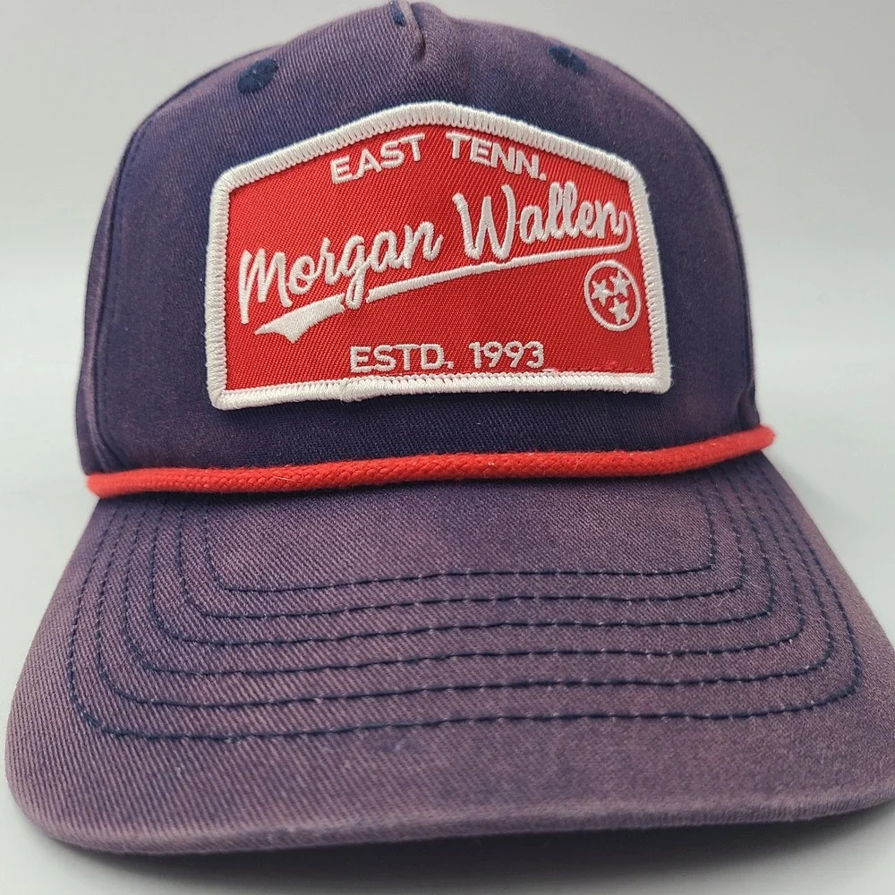 Morgan Wallen Hat Snapback Blue Purple Red Rope Distressed Country Music Men